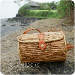 cylinder sling bags rattan straw grass classic natural